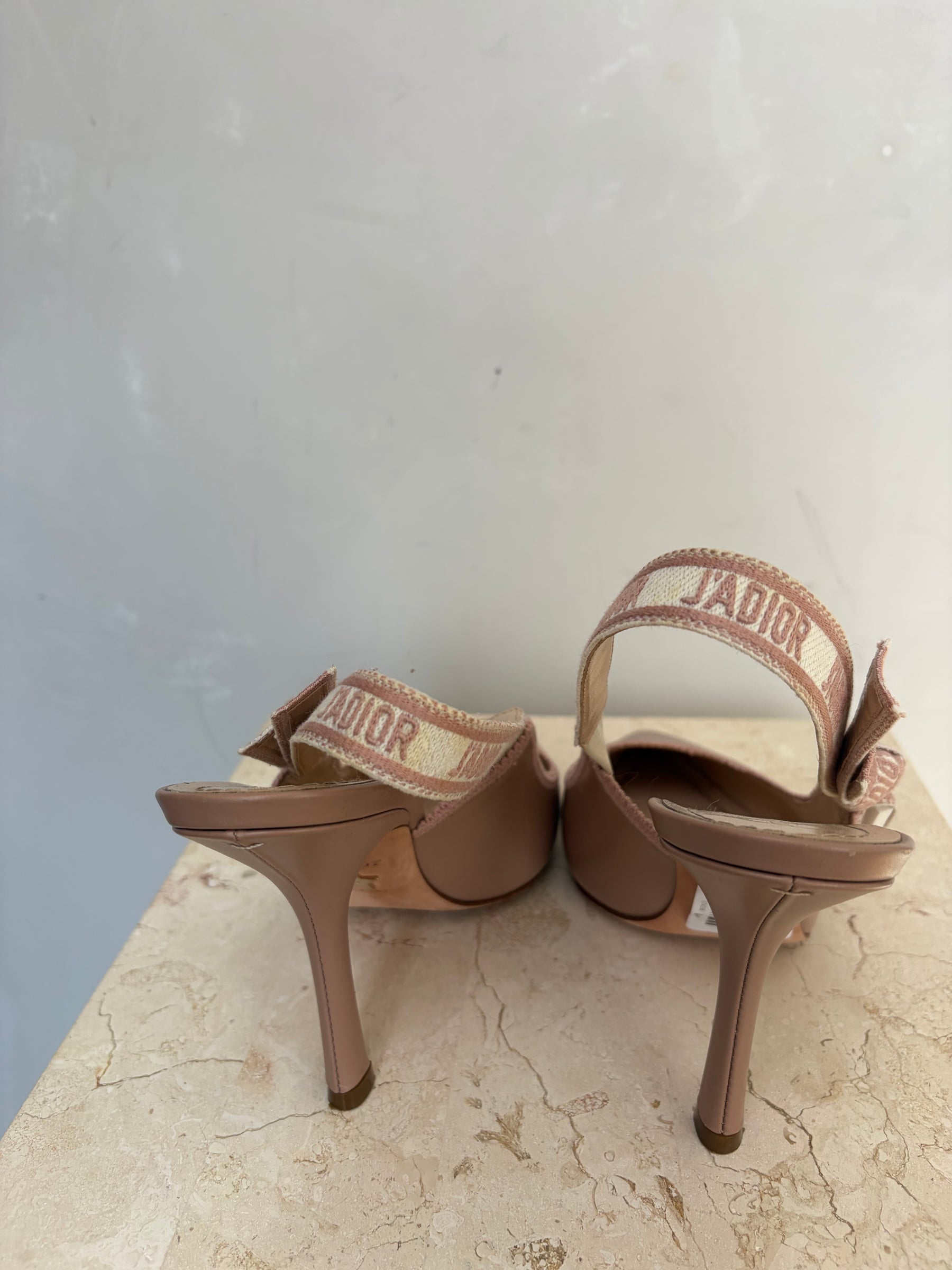 Dior Clay Leather J'adior Slingbacks, 39