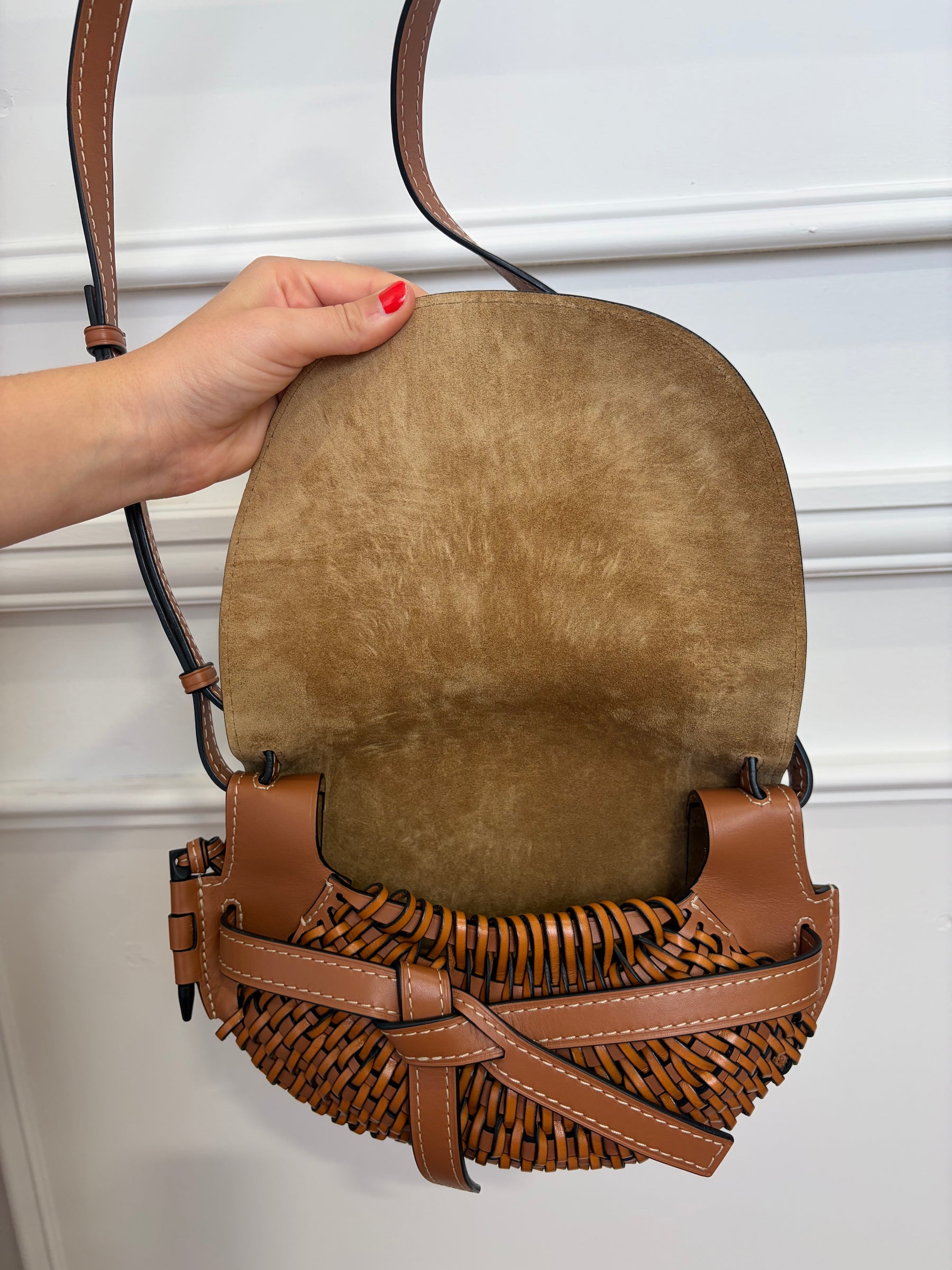 Loewe Tan Woven Leather Gate Bag