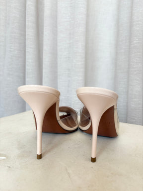 Alaïa Le Cœur Abstrait 90 Patent Leather Mules Rose Dragee, 38