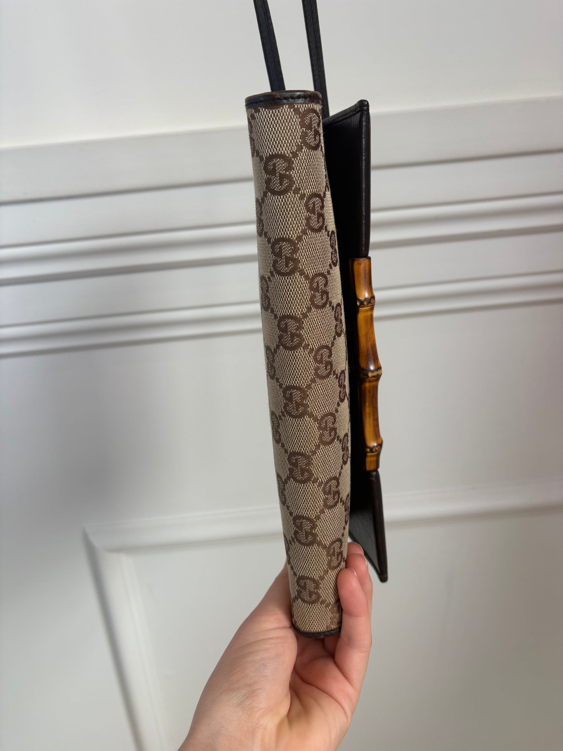 Gucci Monogram  Bamboo Bar Clutch