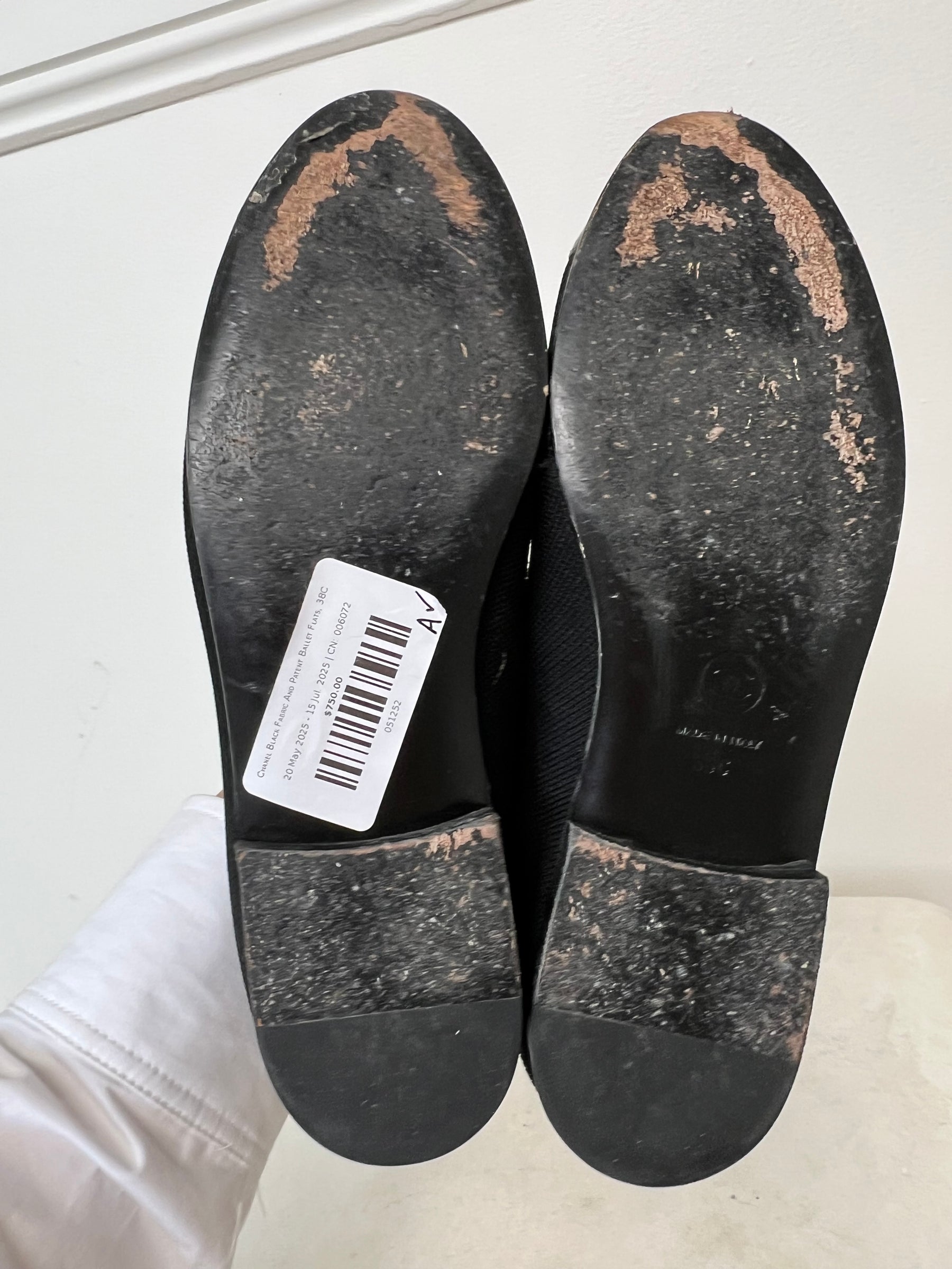 Chanel Black Fabric And Patent Ballet Flats, 38C