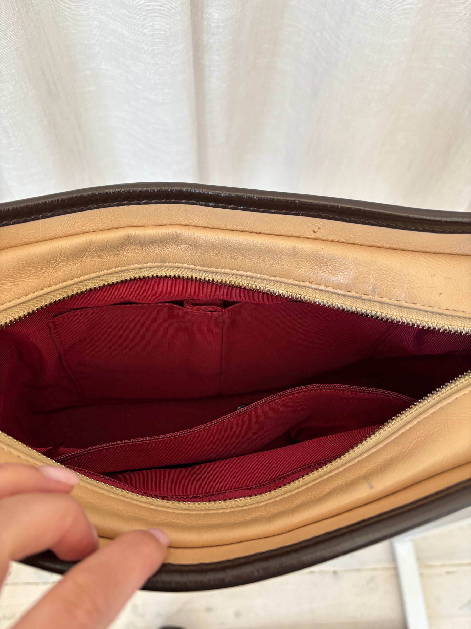 Chanel Brown and Beige Quilted Leather Gabrielle Bag