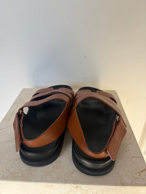 Hermès Gold Leather Genius Sandals, 39