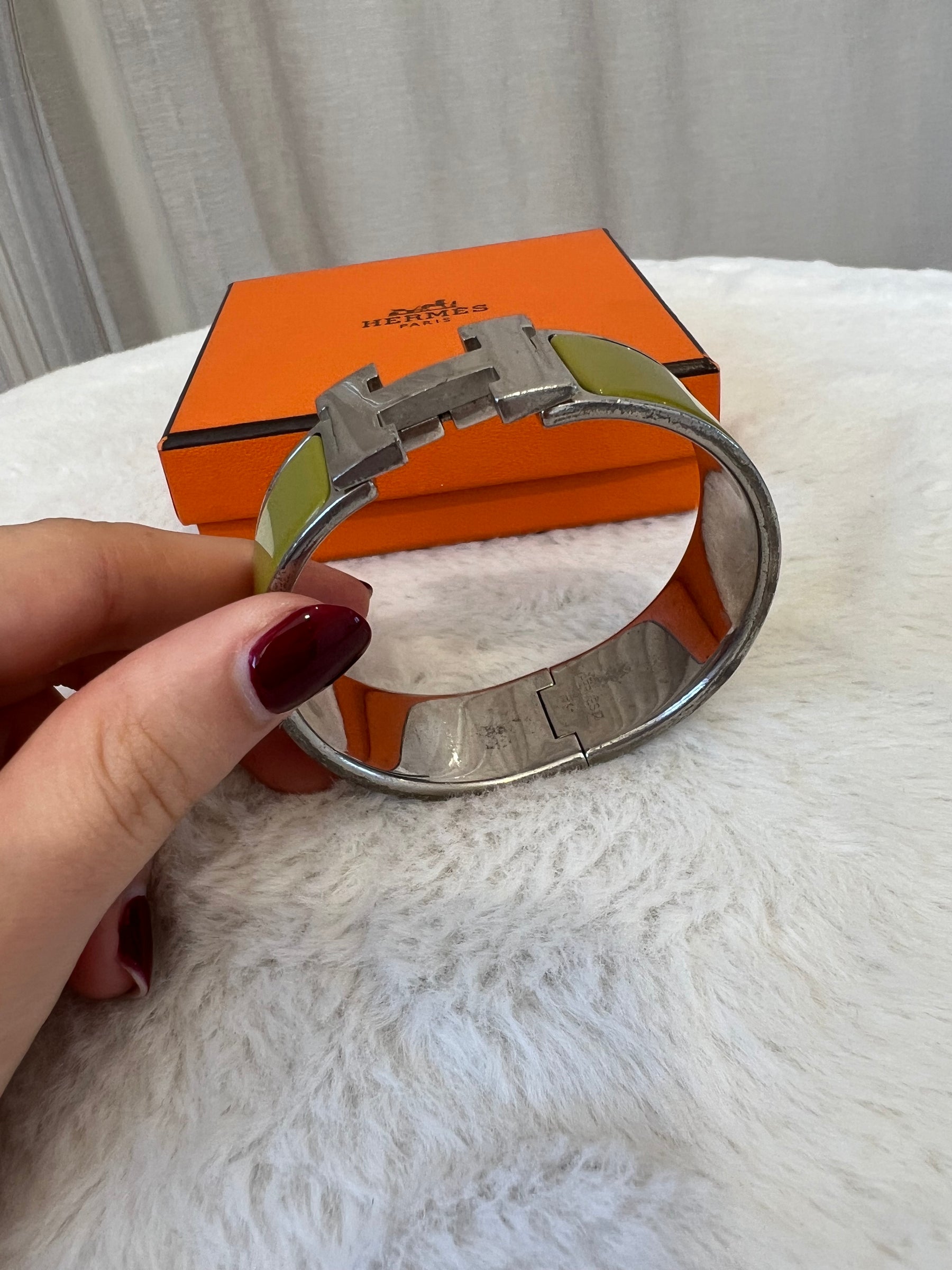Hermès Pistachio Clic Clac Bracelet, PM