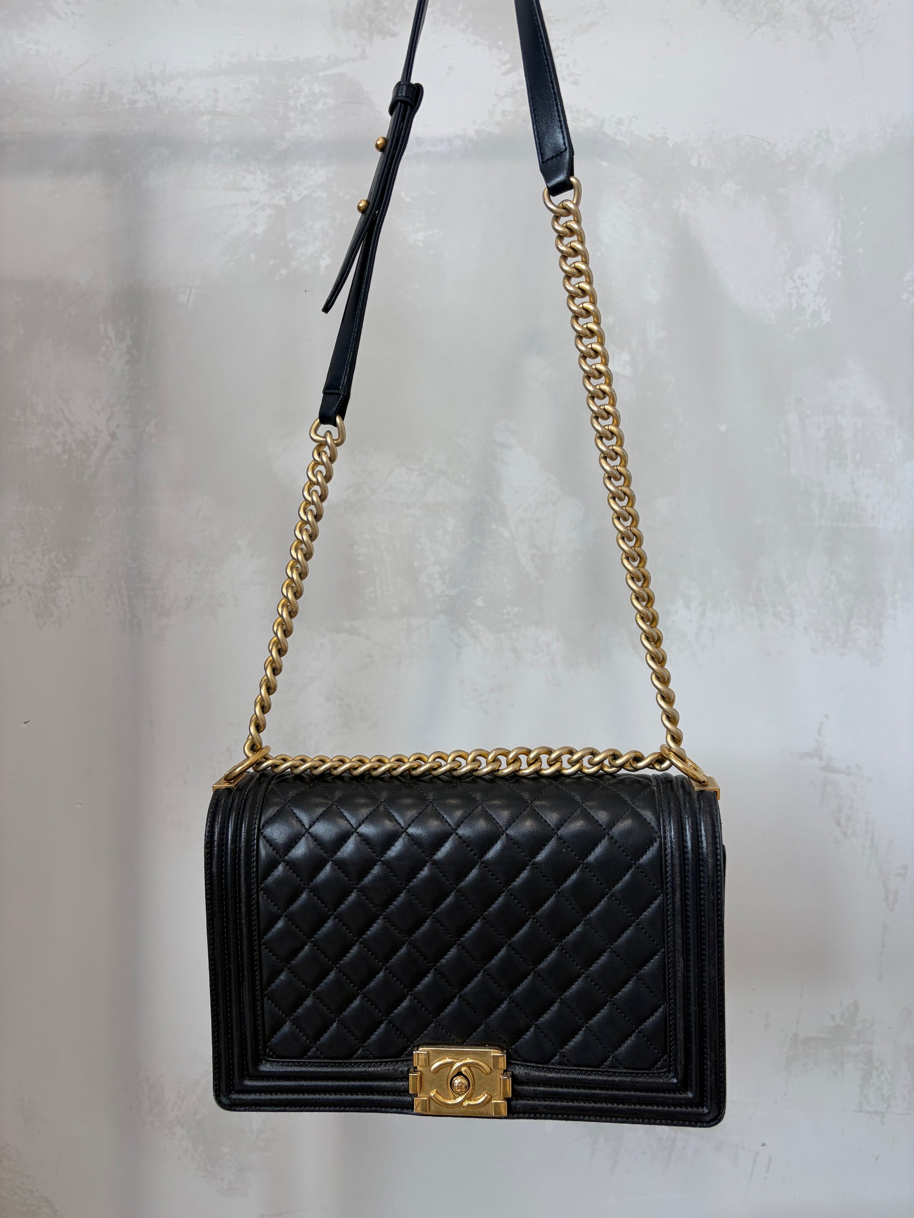 Chanel Black Leather 'New Medium' Boy Bag