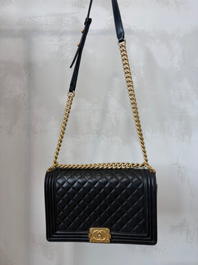 Chanel Black Leather 'New Medium' Boy Bag