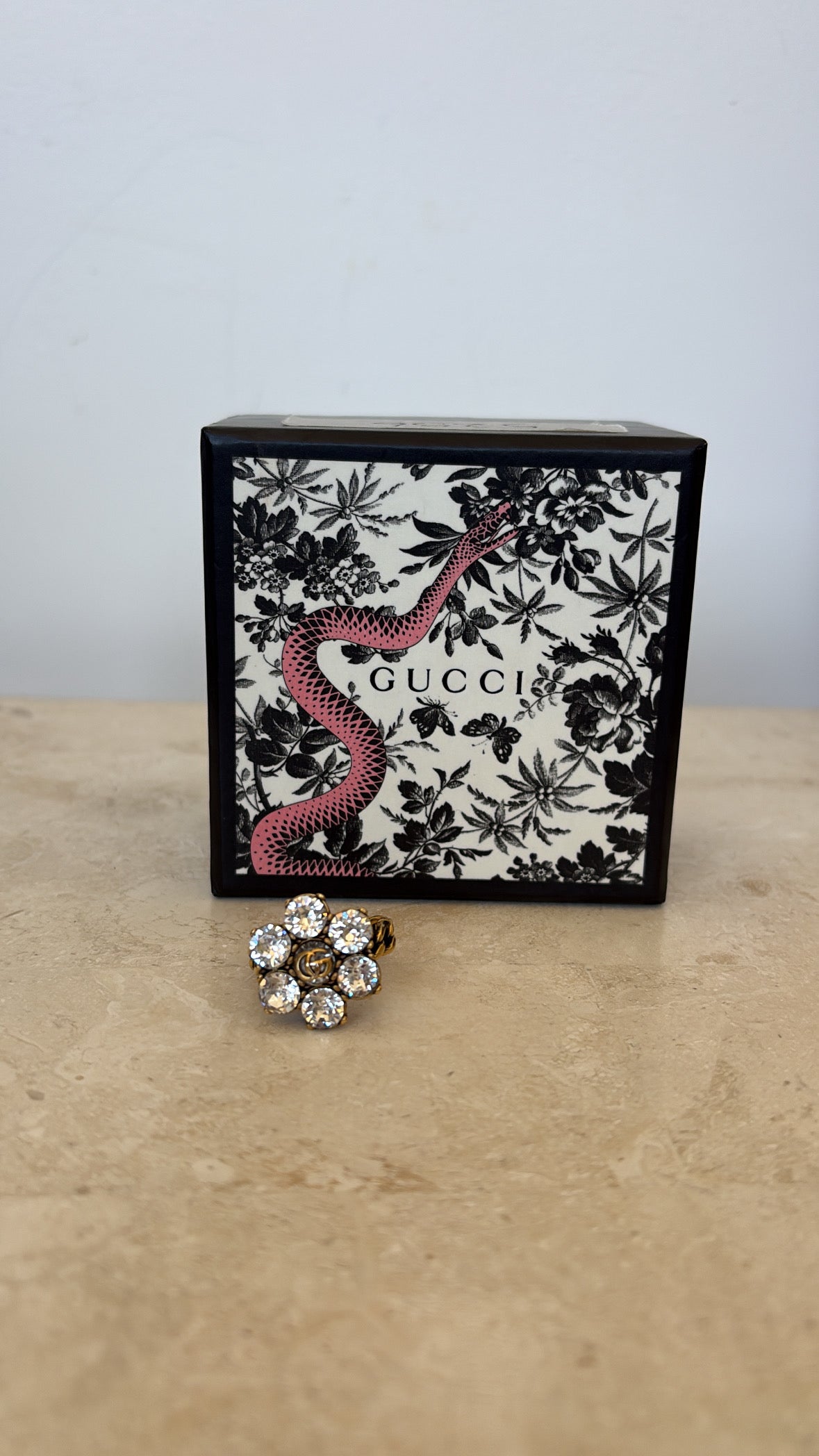 Gucci GG Crystal Flower Ring, 23