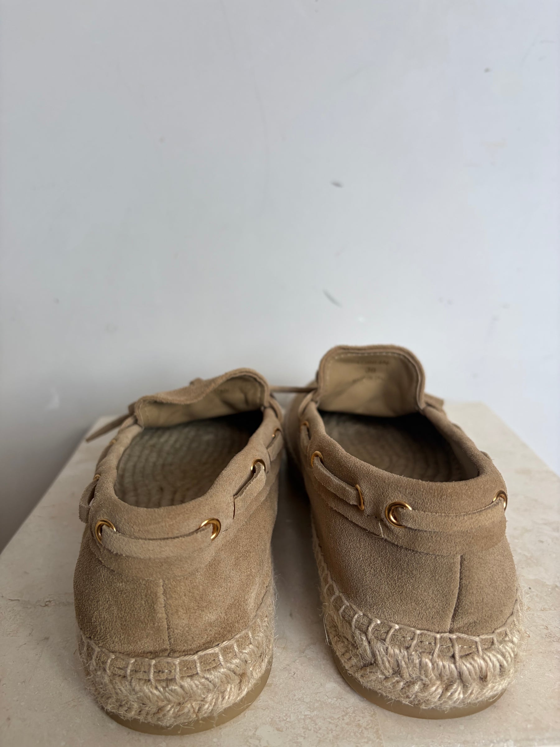 Prada Beige Suede Espadrille Mocassin, 38