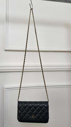 Chanel Black Caviar Leather Wallet On Chain