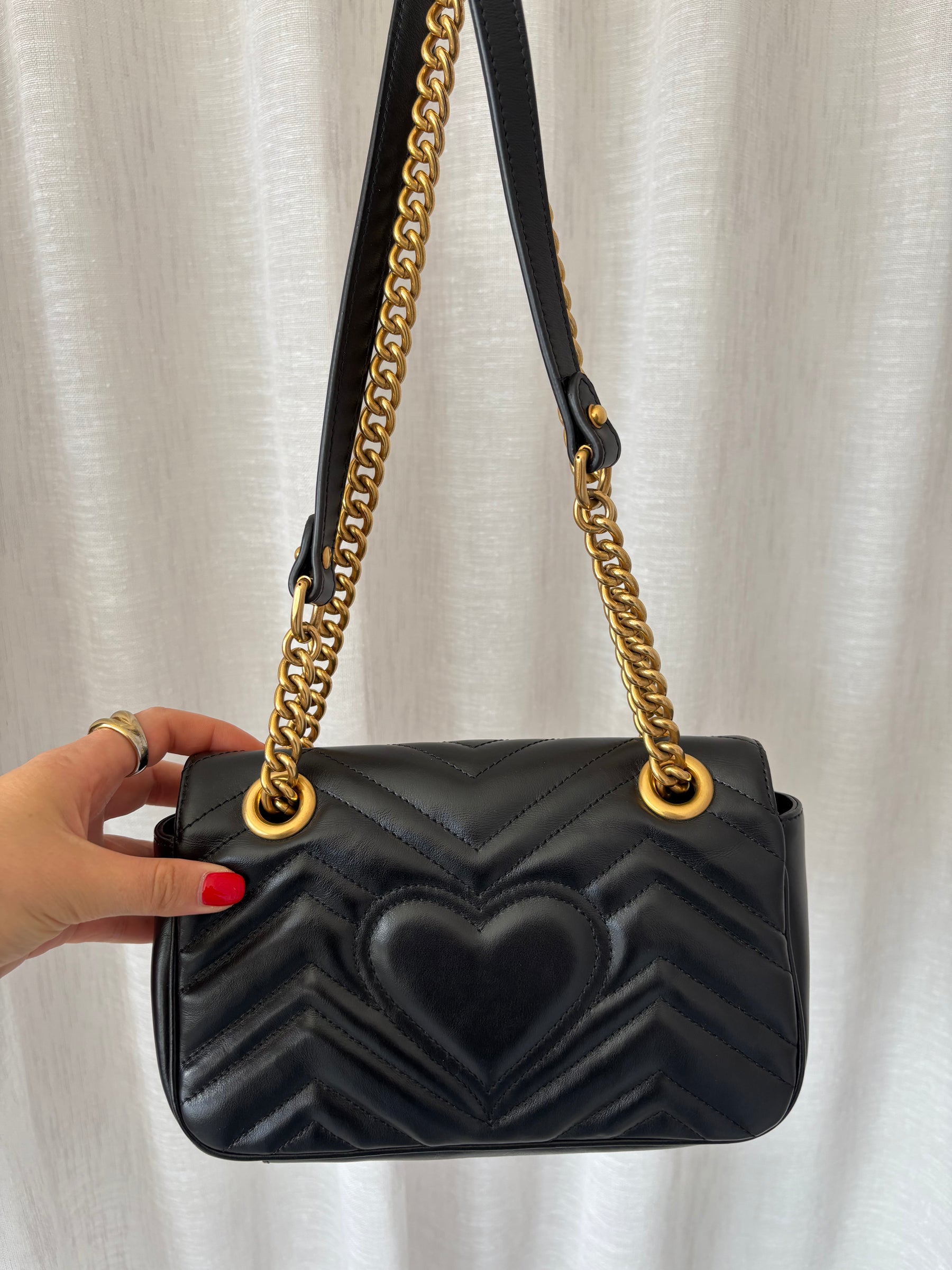 Gucci Black Quilted Leather Marmont Small Shoulder Bag