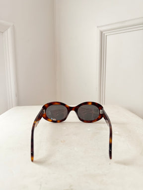Celine Tortoiseshell Oval Triomphe Sunglasses