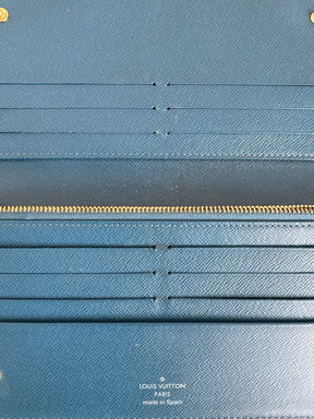 Louis Vuitton Monogram Fold Over Wallet Blue Interior