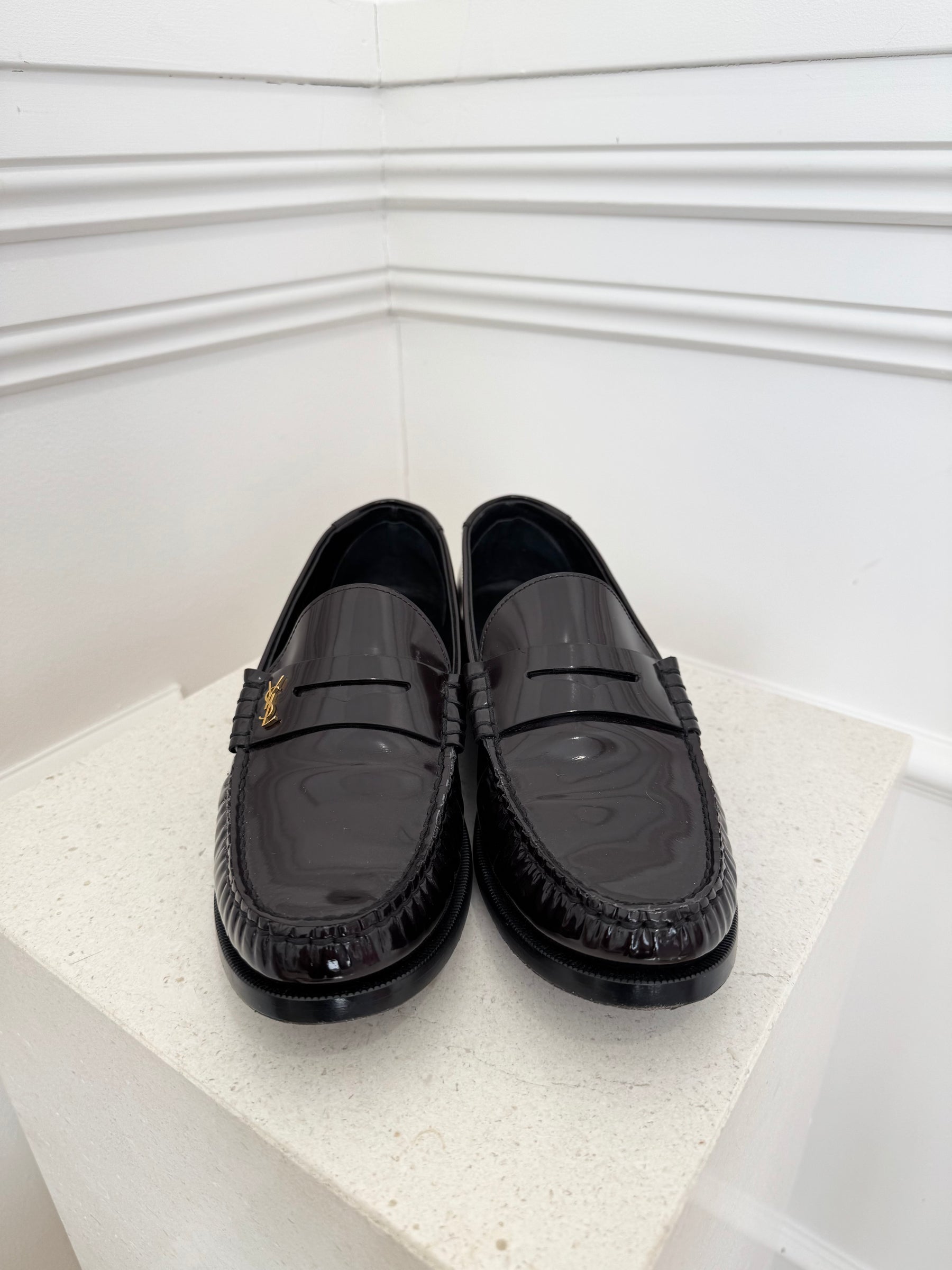 Saint Laurent Dark Burgundy Patent Leather Le Loafer, 40