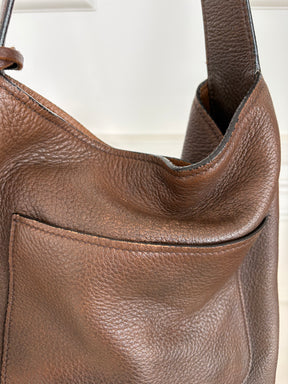 Prada Chocolate Brown Leather Hobo Bag