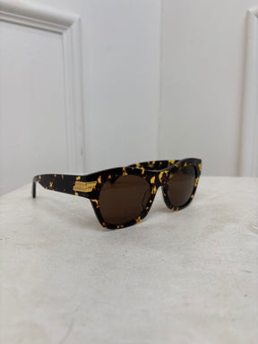 Bottega Veneta Tortoiseshell Round Sunglasses