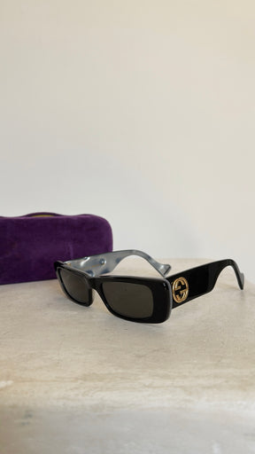 Gucci Black Rectangular Logo Sunglasses