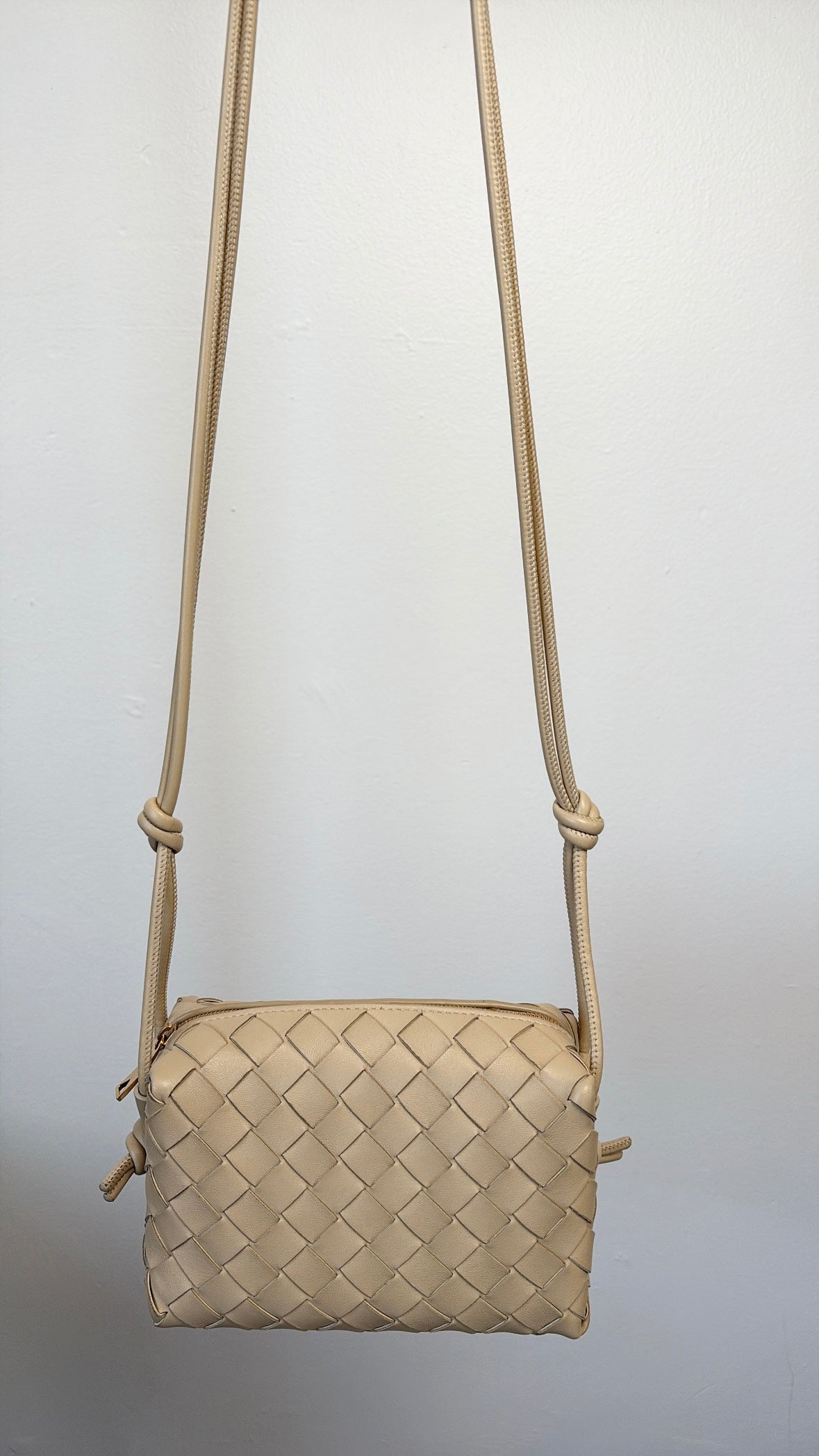 Bottega Veneta Porridge Intrecciato Leather Mini Loop Camera Bag