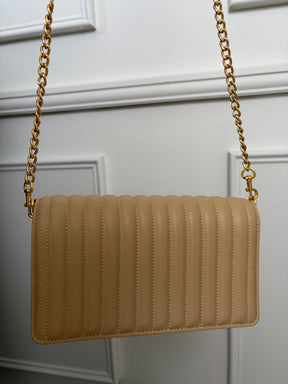 Oroton Beige Quilted leather Crossbody Bag
