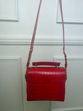 Balmain Red Croc Print B Buzz 23 Bag