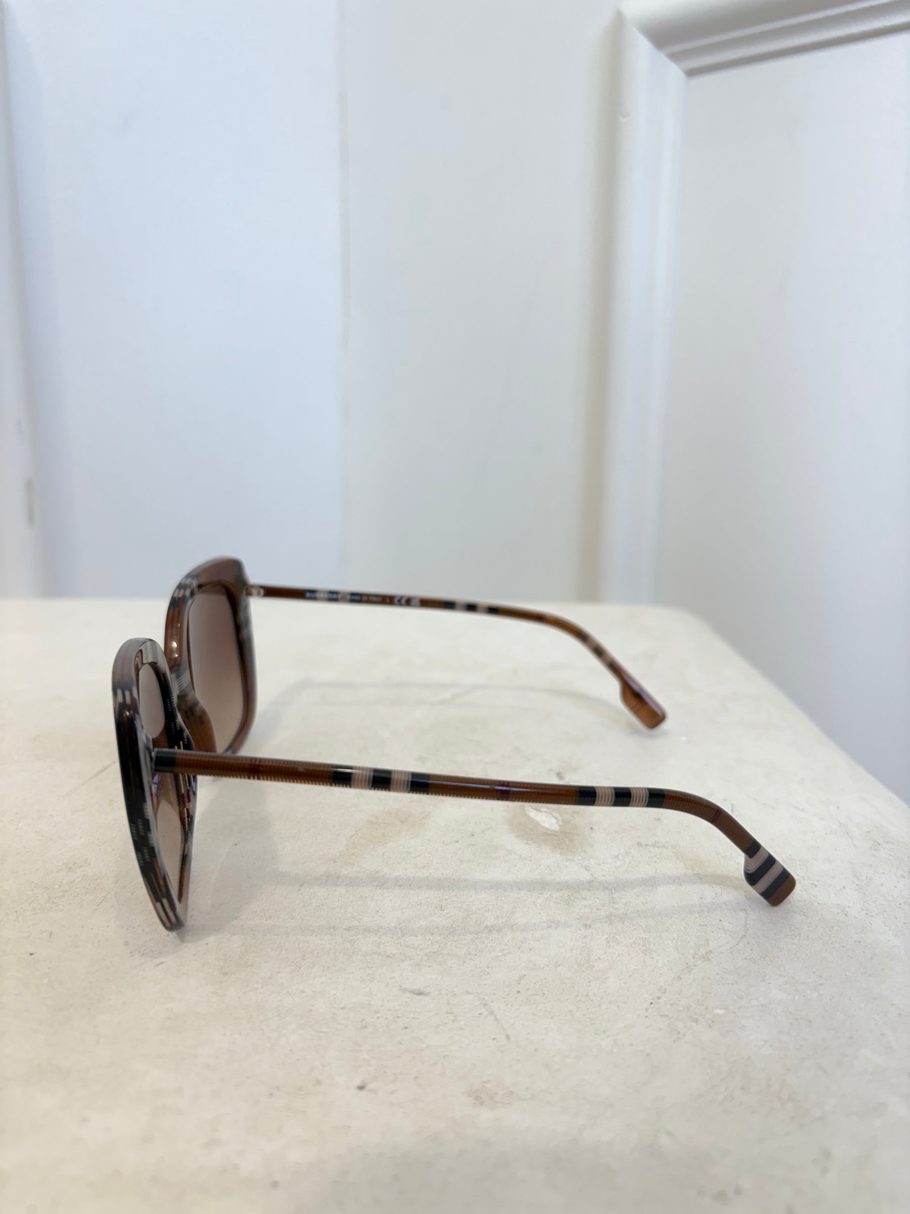 Burberry Square Frame Check Sunglasses Brown