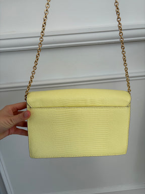 Oroton Yellow Lizard Embossed Crossbody Bag