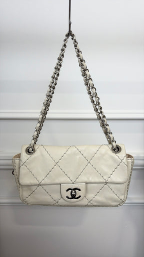 Chanel Cream Leather Ultimate Stitch Expandable Flap Bag