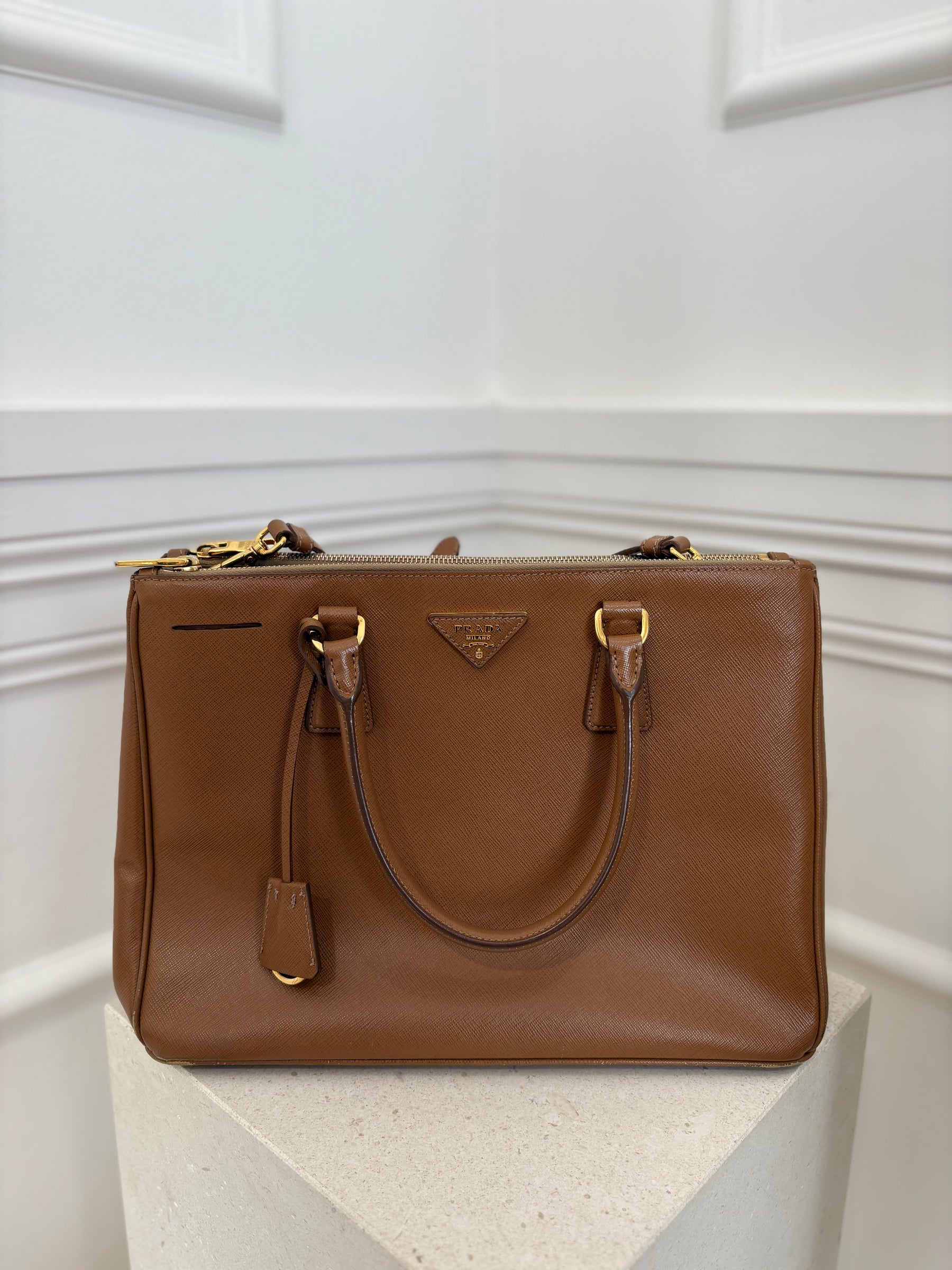 Prada Tan Saffiano Leather Galleria Tote