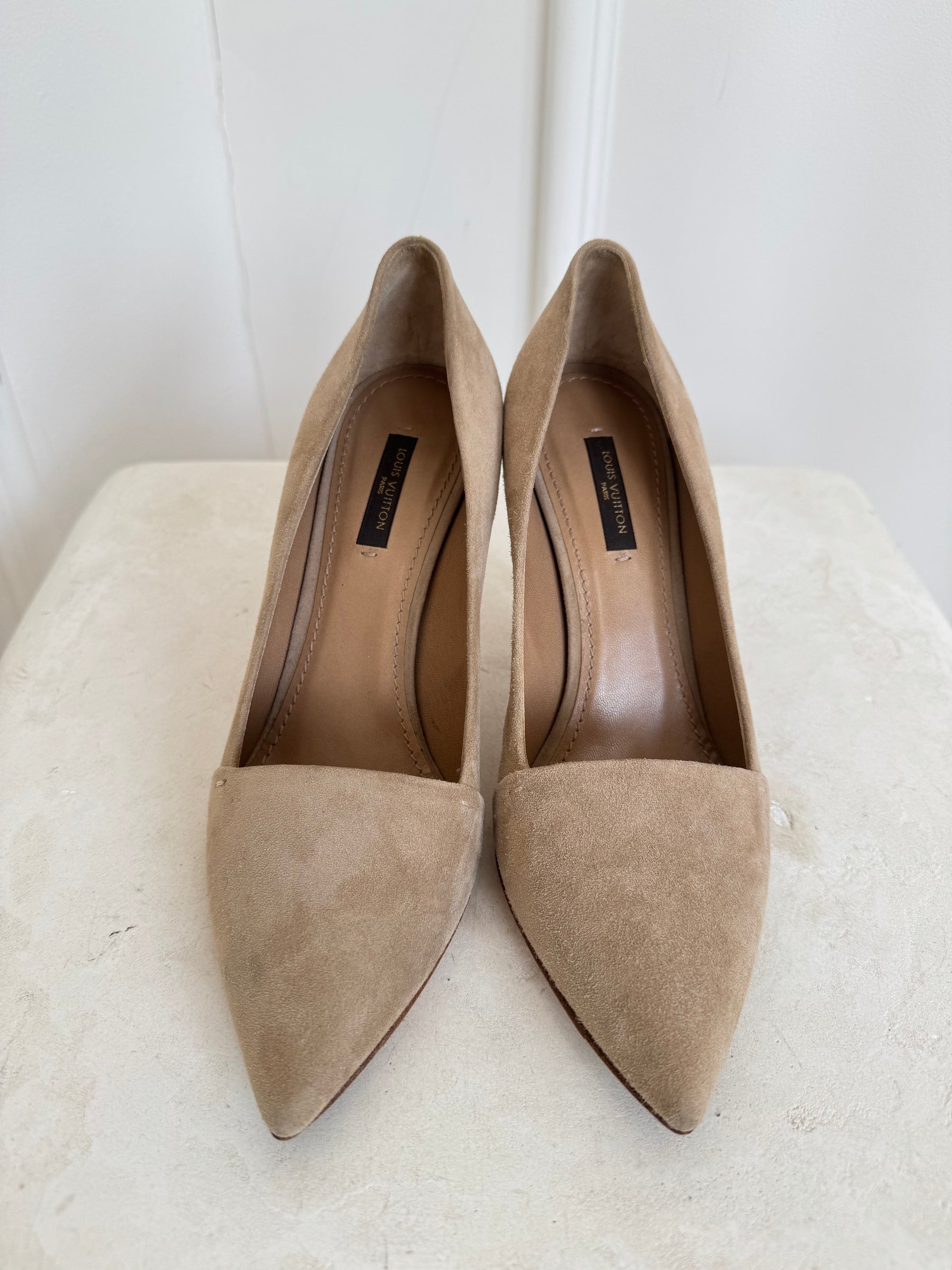 Louis Vuitton Beige Suede Pumps, 37.5