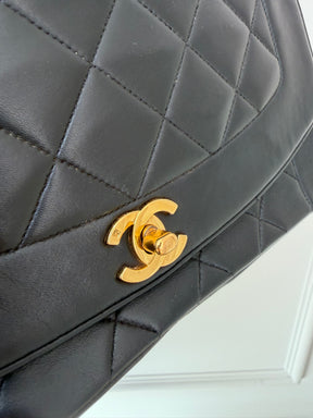 Chanel Black Lambskin Leather Diana Flap bag