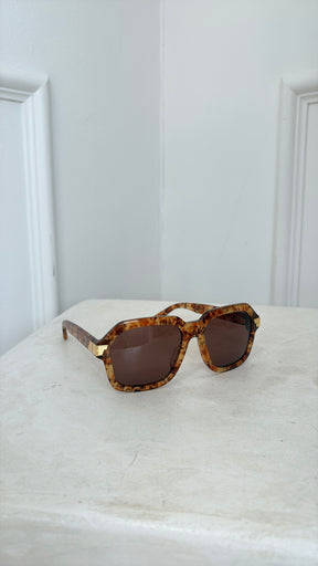 Bottega Veneta Orange Transparant Speckled Square Sunglasses