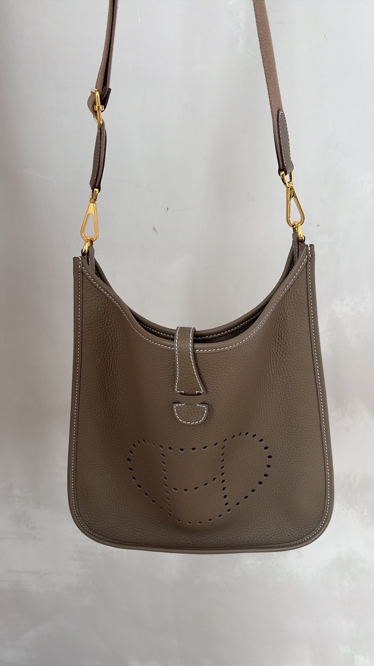 Hermès Etoupe Clemence Leather Evelyn 29