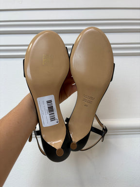 GABRIELA HEARST Black Leather Strappy Kitten Heels, 40