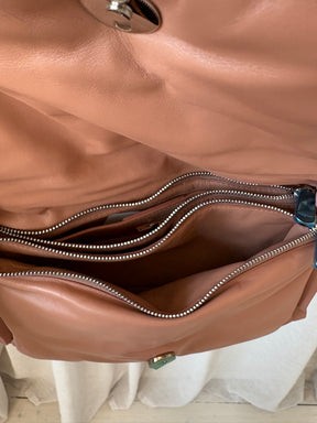 Salvatore Ferragamo Dust Rose Leather Pillow Chain Shoulder Bag