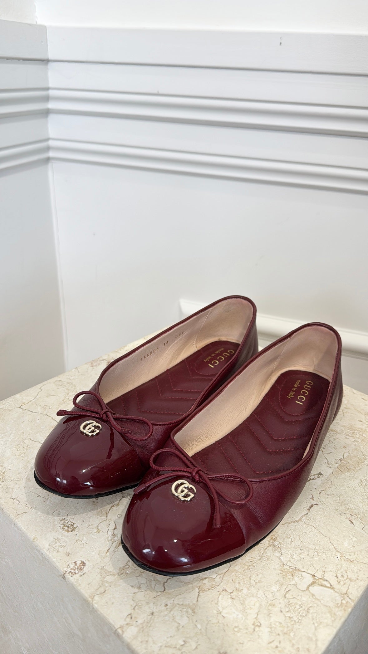 Gucci Burgundy Ballerina Flats, 38
