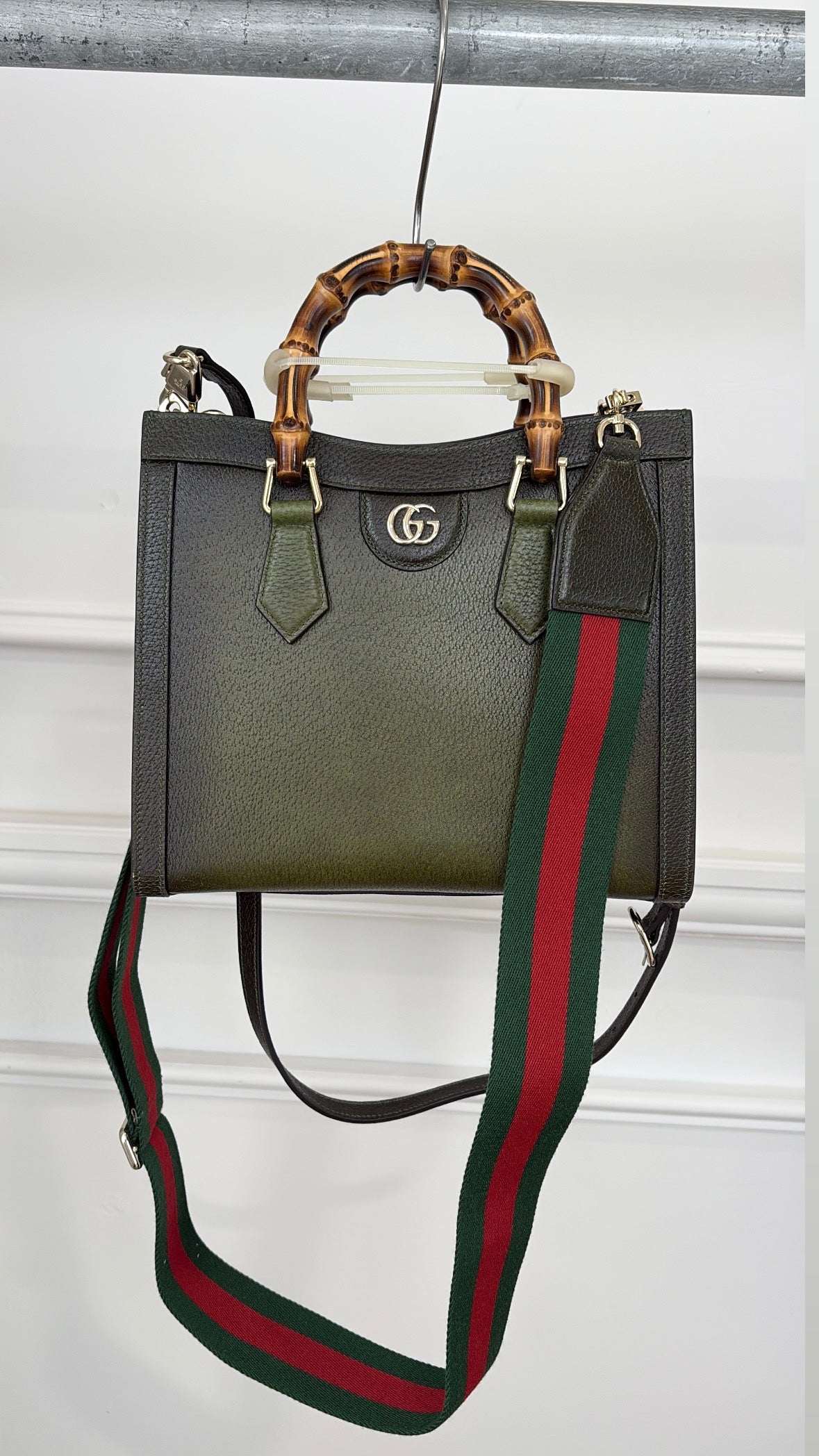 Gucci Ombre Green Leather Small Diana Tote
