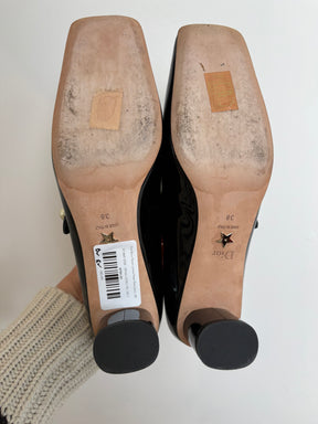 Dior Black Patent Leather Pearl Mary Jane's, 38