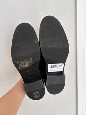 Hèrmes Black Leather 'Hour' H Logo Loafer, 38