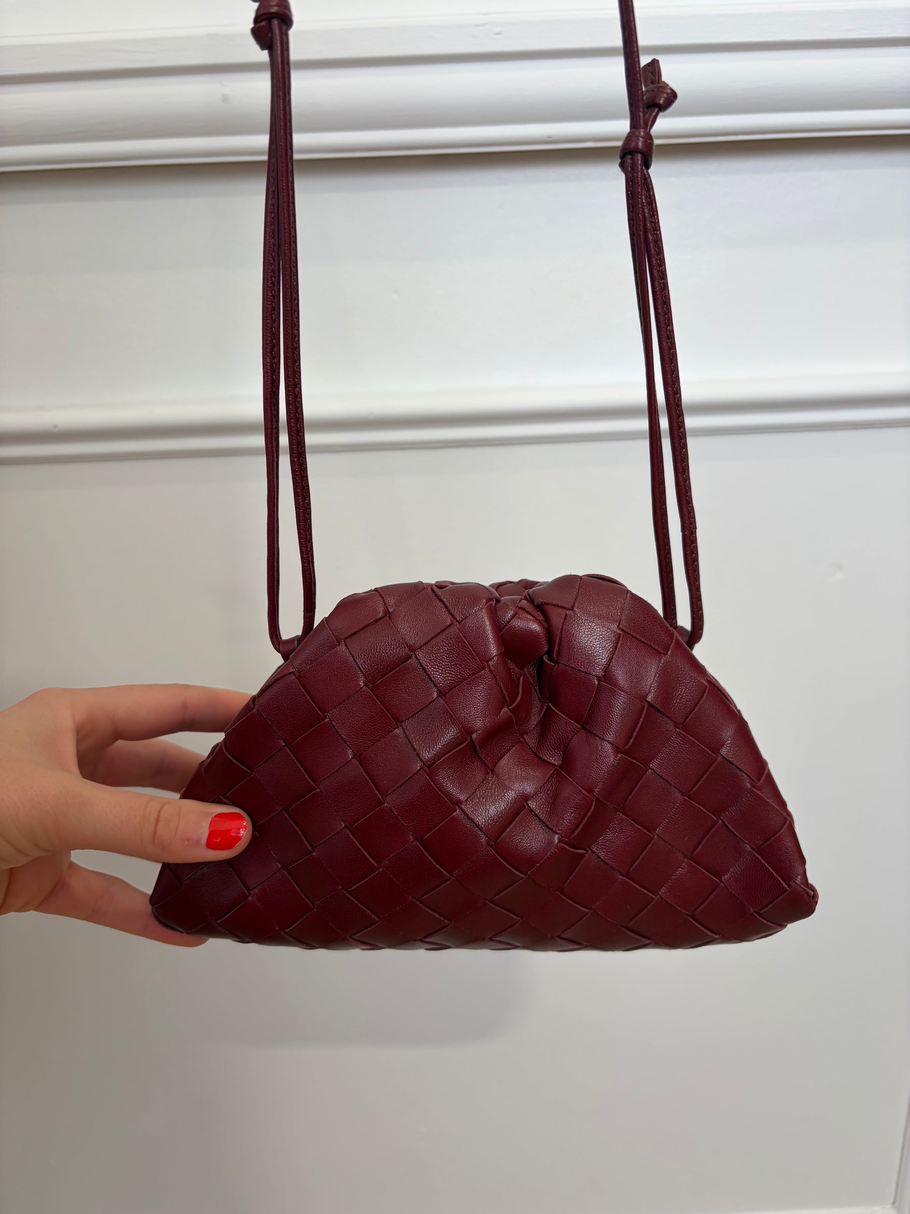 Bottega Veneta Burgundy Intrecciato Leather Mini Pouch Bag