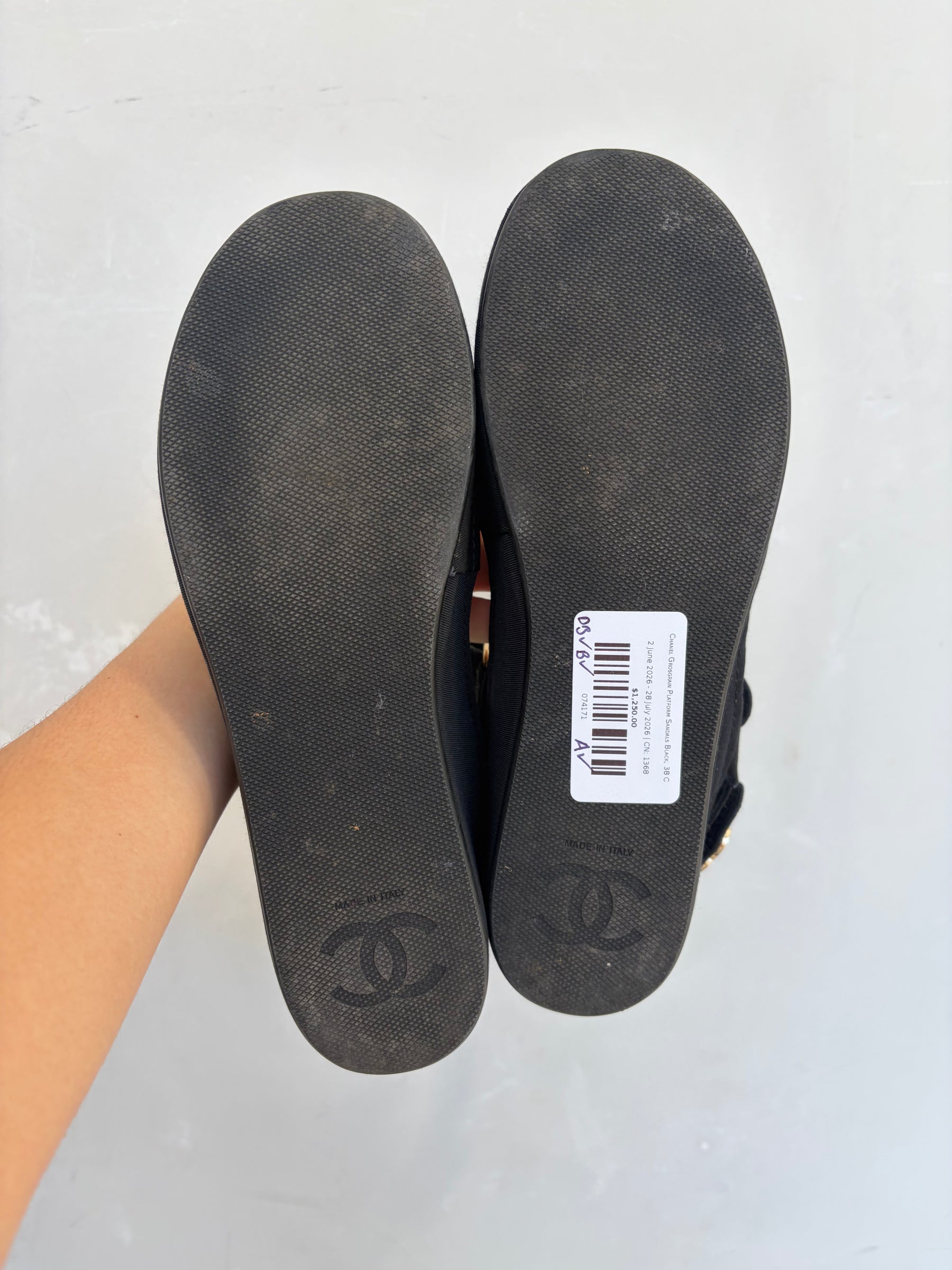 Chanel Grosgrain Platform Sandals Black, 38 C