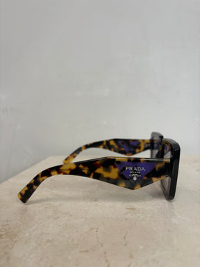 Prada Square Tortoishell Sunglasses Wide Fit