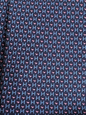 Hermès Navy and Pink Heart Logo Tie