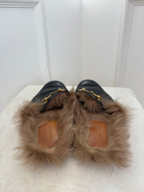 Gucci Princetown Mules With Fur Black, 42