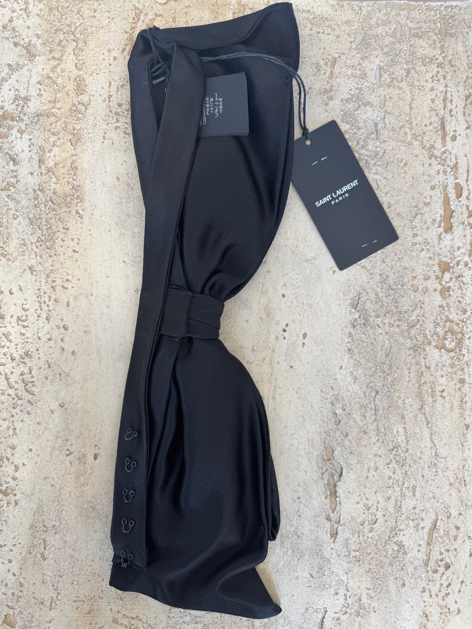 Saint Laurent Black Satin Bow Belt, Small