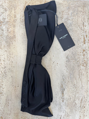 Saint Laurent Black Satin Bow Belt, Small