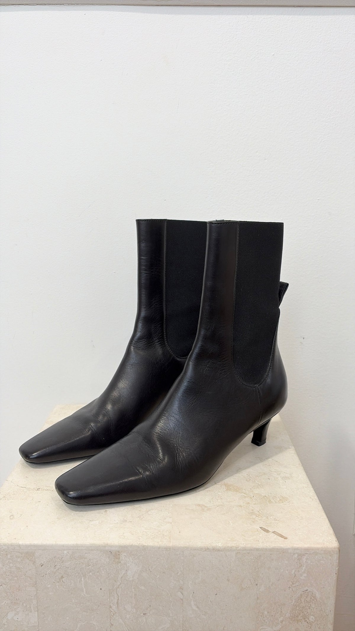 Totême Black Leather Ankle Boots, 38