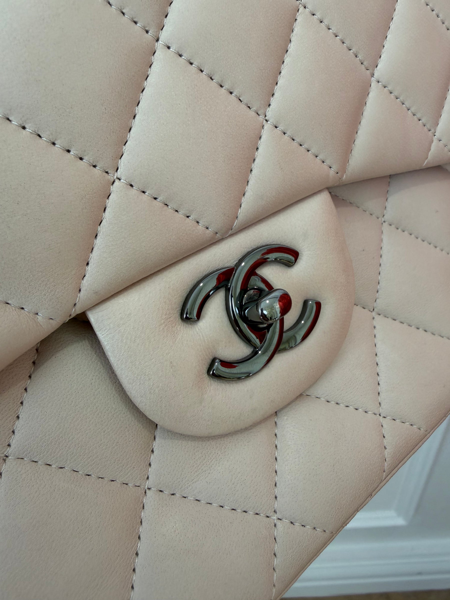 Chanel Stone Lambskin Leather Jumbo Flap Bag
