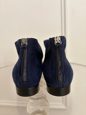Miu Miu Navy Suede Pointed Ankle Boots, 37