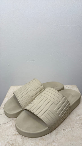 Bottega Veneta Cream Rubber Slides, 36