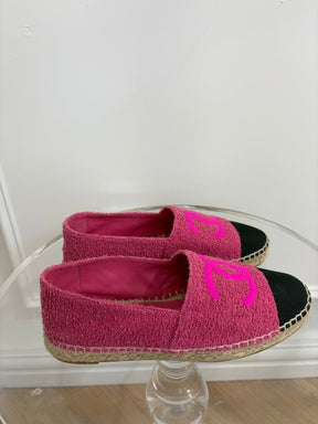 Chanel Pink Terry Logo Espadrilles, 41