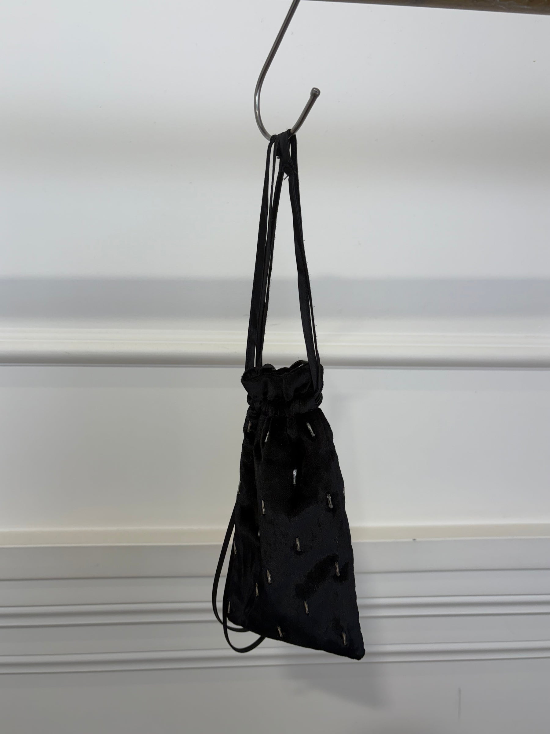 THE ATTICO Black Velvet Crystal Mini Crossbody Pouch